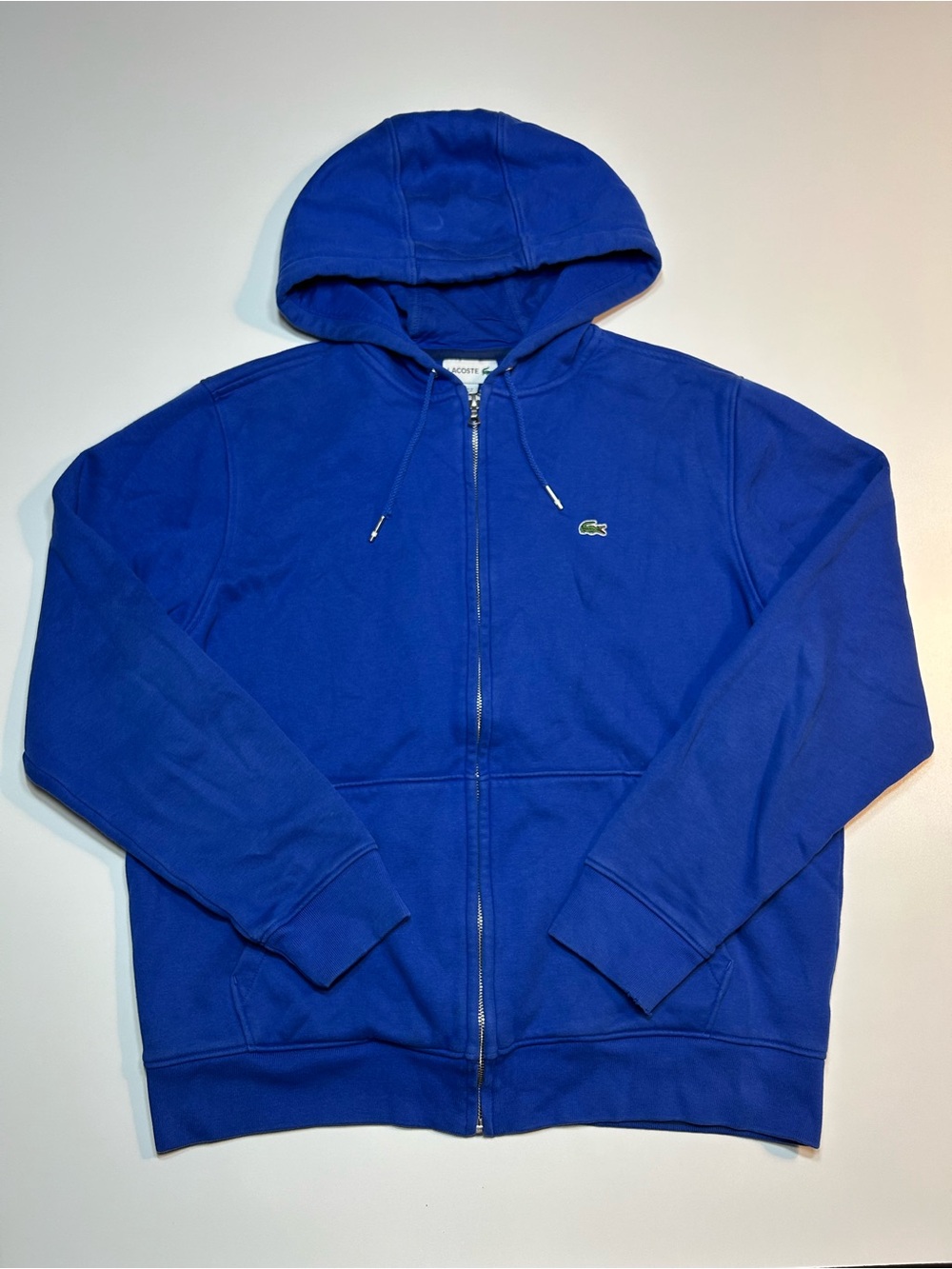 Lacoste Classic Fit Full Zip Fleece Hoodie Sweatshirt Royal Blue Cosmic